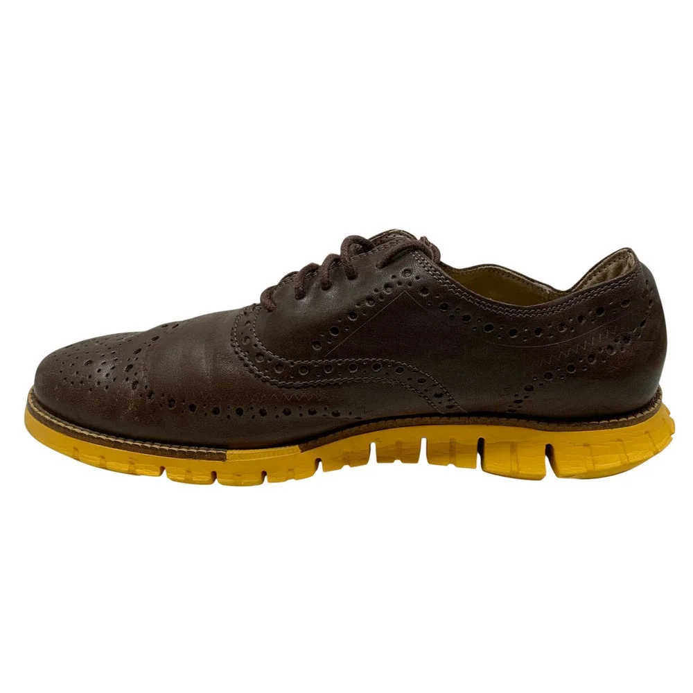 Cole Haan Zerogrand Brown Leather Wingtip Brogue Oxfords Sz 9.5 Shoes C31168